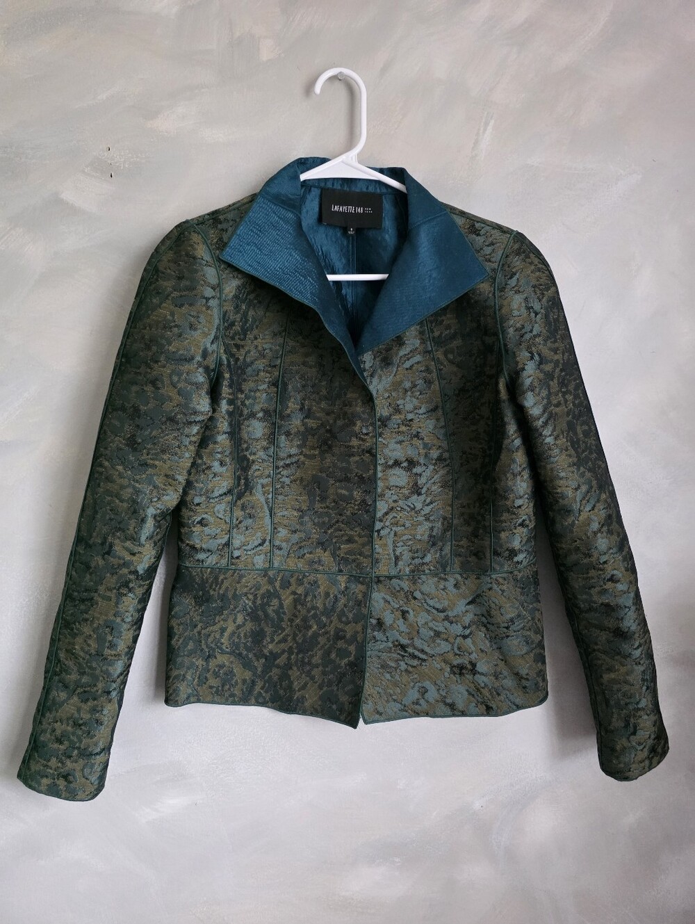 Baroque / Regalcore Green Patterned Jacquard Blazer Lafayette 148 Sz 6